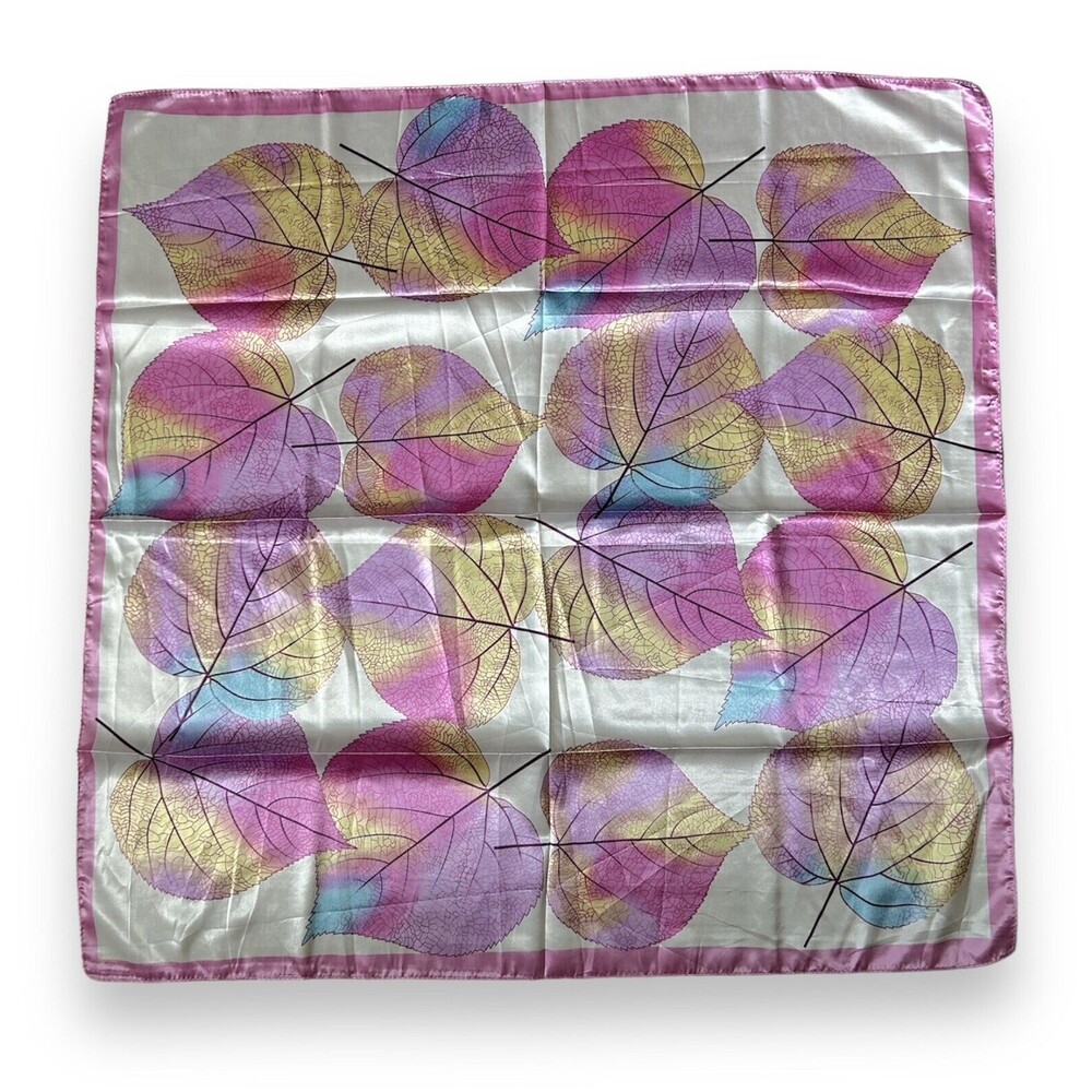 Pink Edges Fall Leaves Scarf 35” X 35” Women Scarve Boho